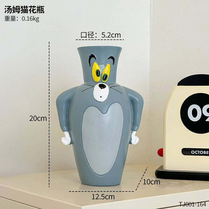 トムキャット花瓶装飾リビングルームフラワーアレンジメントトムとジェリー周辺機器ホームかわいいデスクトップ玄関オフィス装飾|undefined