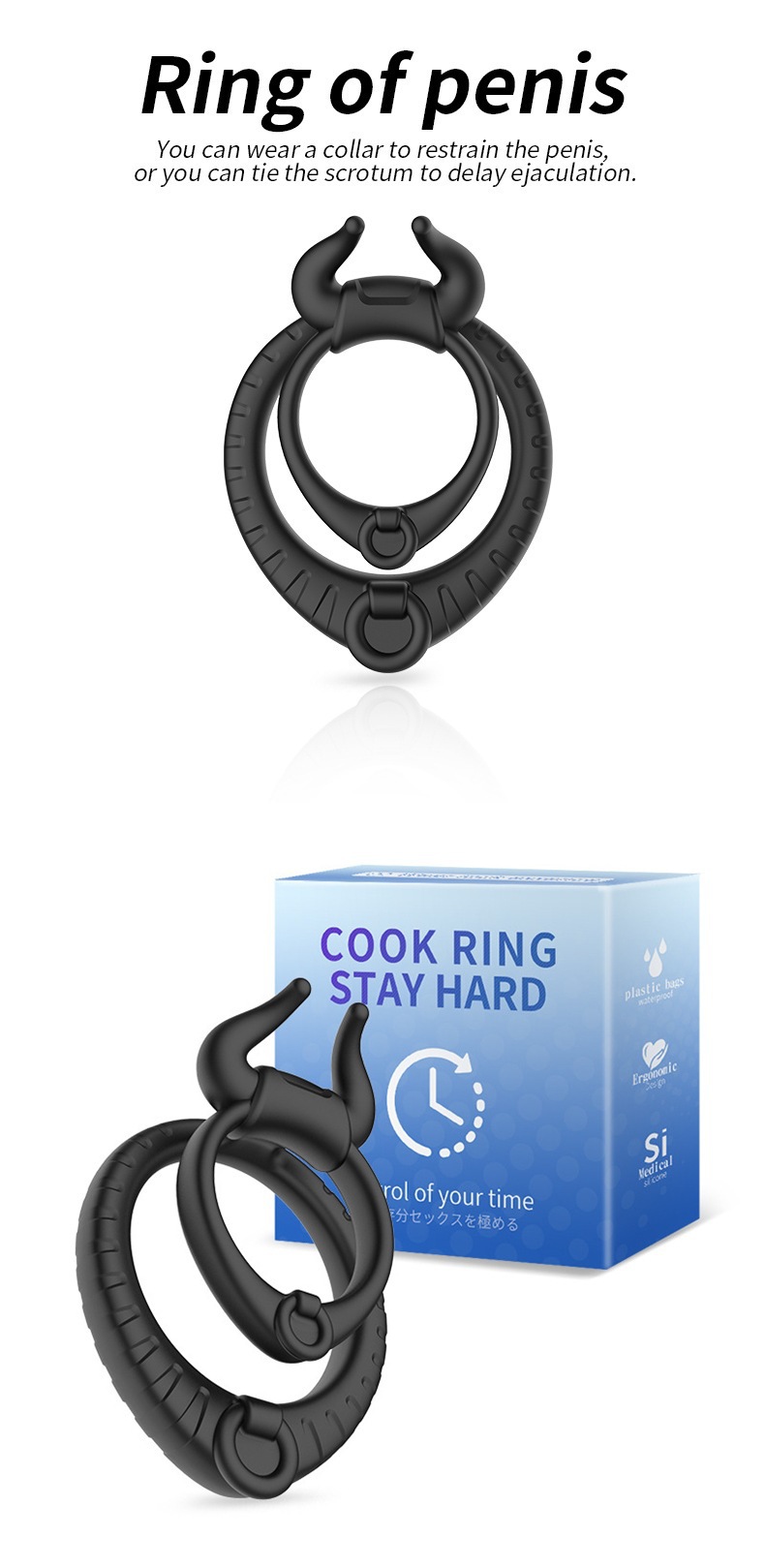 Bull Head Vibrating Ring with Prostate Massager, 10 Frequencies, Magnetic USB Charging — detail image 22