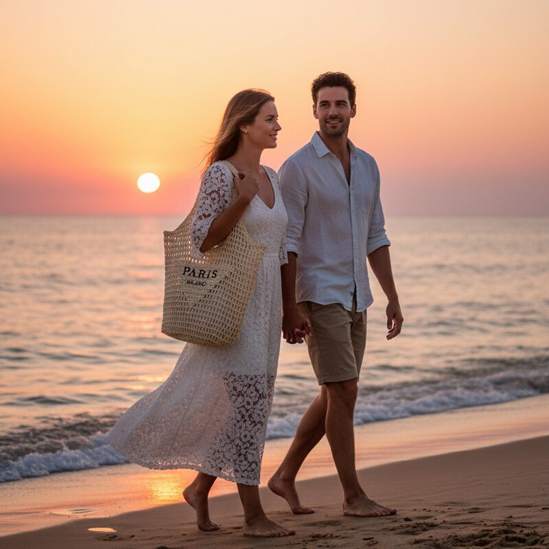 Processing Customized Straw Woven Fashion Handbag Hand Woven Environmental Crossbody Bag Urban Casual Rust Letter Woven Bag