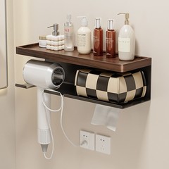 家庭用トイレのドライヤーの棚は穴を開けないで胡桃木の浴室の風の筒の支柱の電気吹きの収納棚です。
