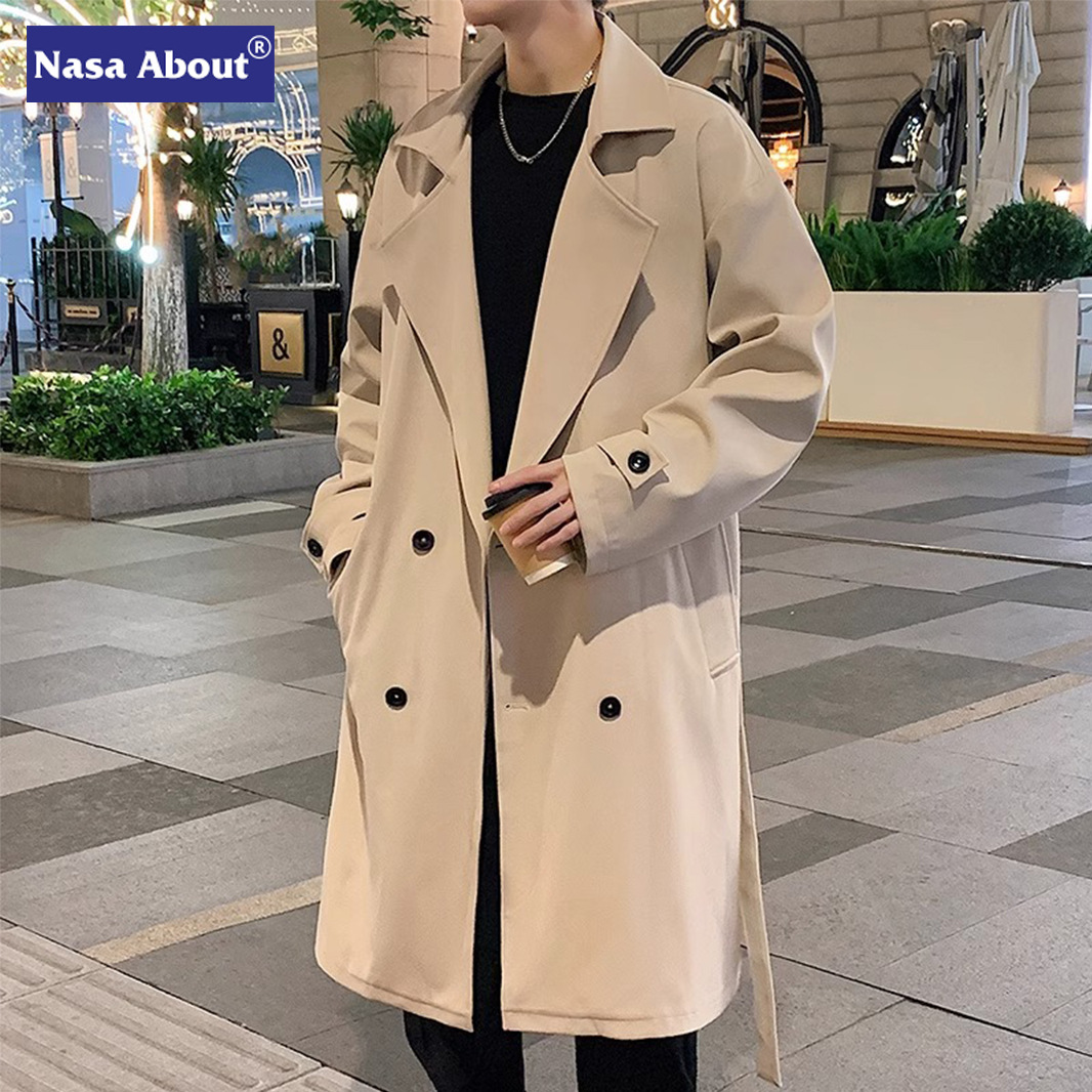 NASA 중장 독일 옷깃 트렌치 코트 2024 새로운 남자 봄과 가을 영국 카치 군사 코트