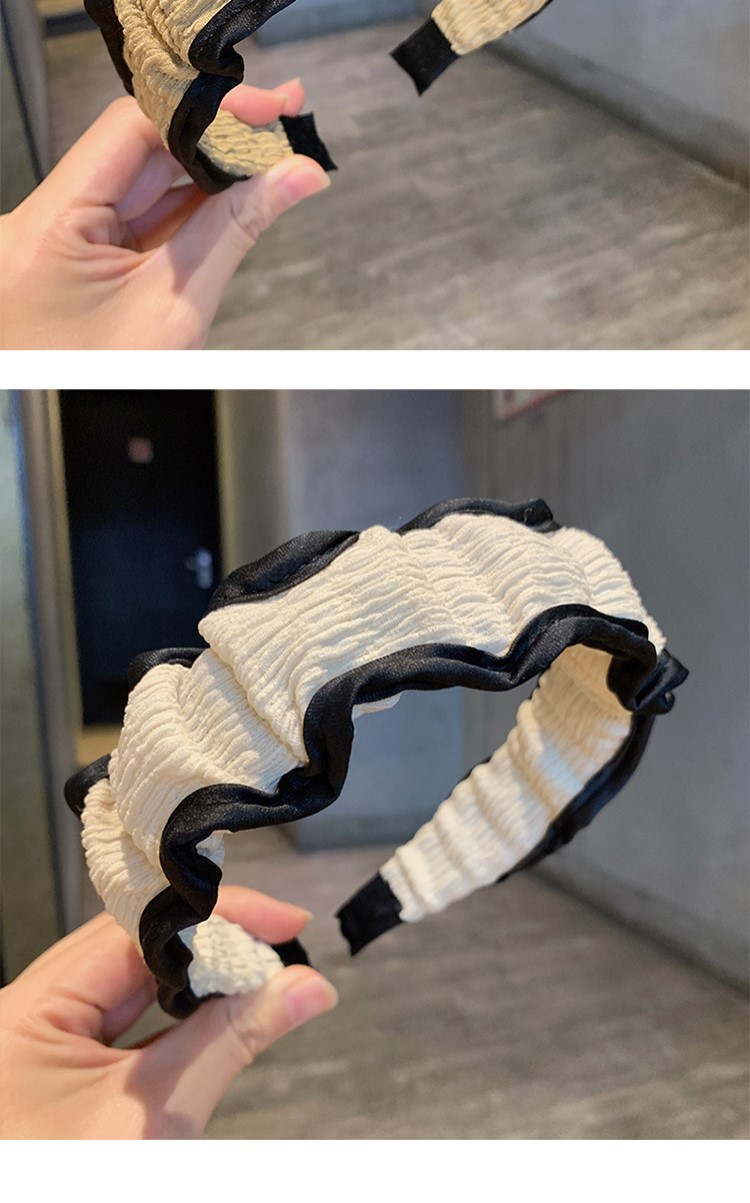 Diadema plisada de estilo coreano con un aire dulce y elegante, diadema sencilla de ala ancha, nuevo accesorio para el cabello de moda._voghion.com