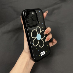 Apple 16promax オールインクルーシブ落下防止携帯電話ケース 16 シンプルな iPhone15 保護 14 に適したイエローラインフラワー
