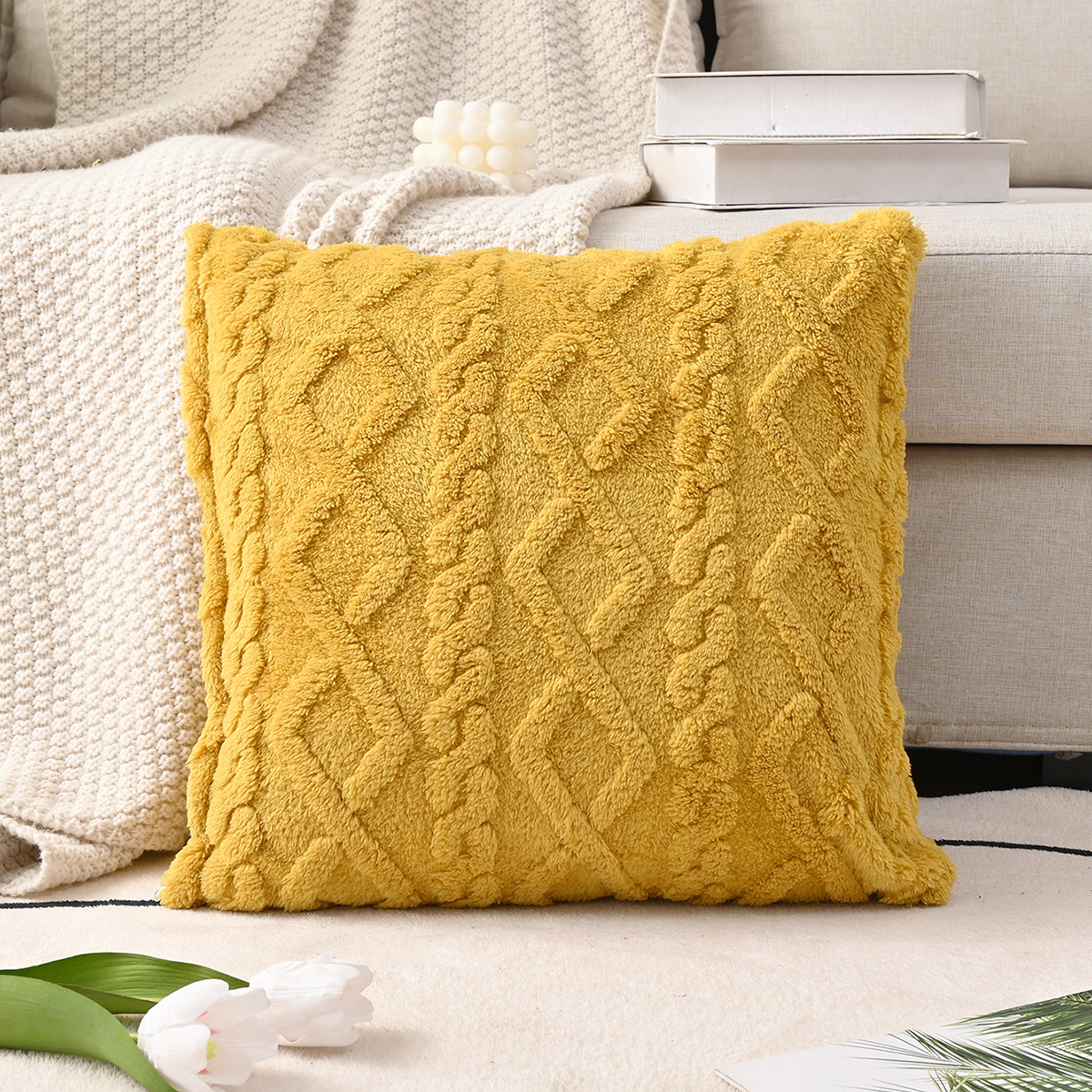 Funda de respaldo para sofá de una cara, venta caliente transfronteriza, cómoda, moderna y simple, diseño de trenza torcida (jacquard), sin relleno.