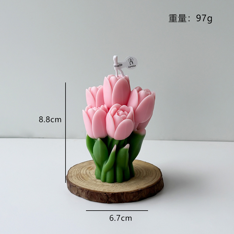Duftkerze Tulpenstrauß Handgefertigtes Blumendesign Als Geschenk_voghion.com