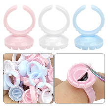 工厂批发美睫胶水戒指杯嫁接睫毛PVC滴胶杯 圆形带分隔可调节指杯