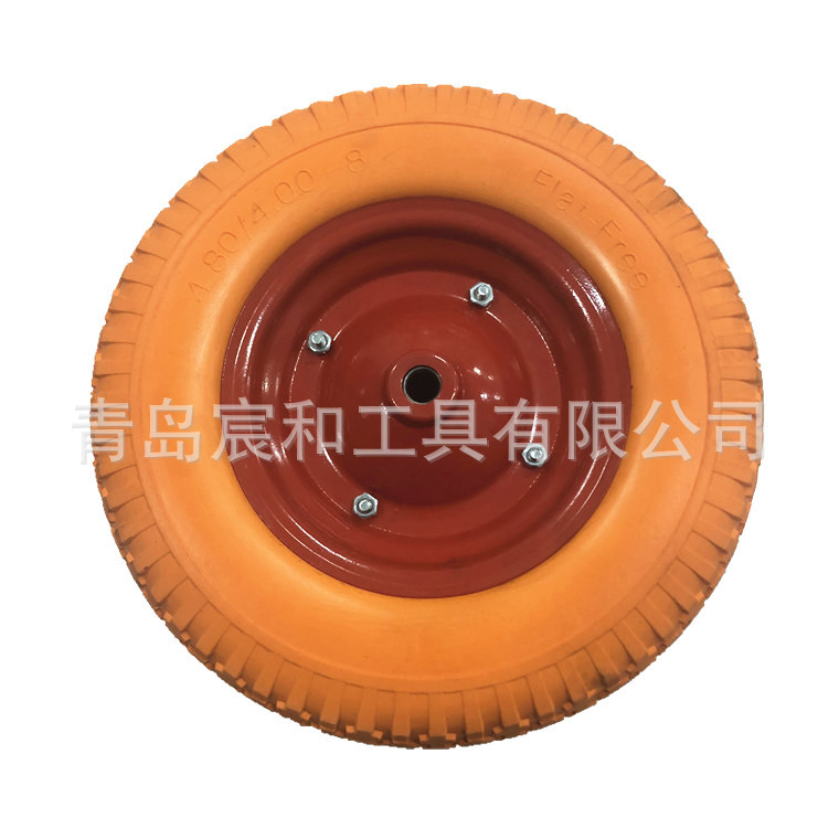 批发 4.80/4.00-8pu发泡轮 16英寸实心轮 工具车网车免充气轮