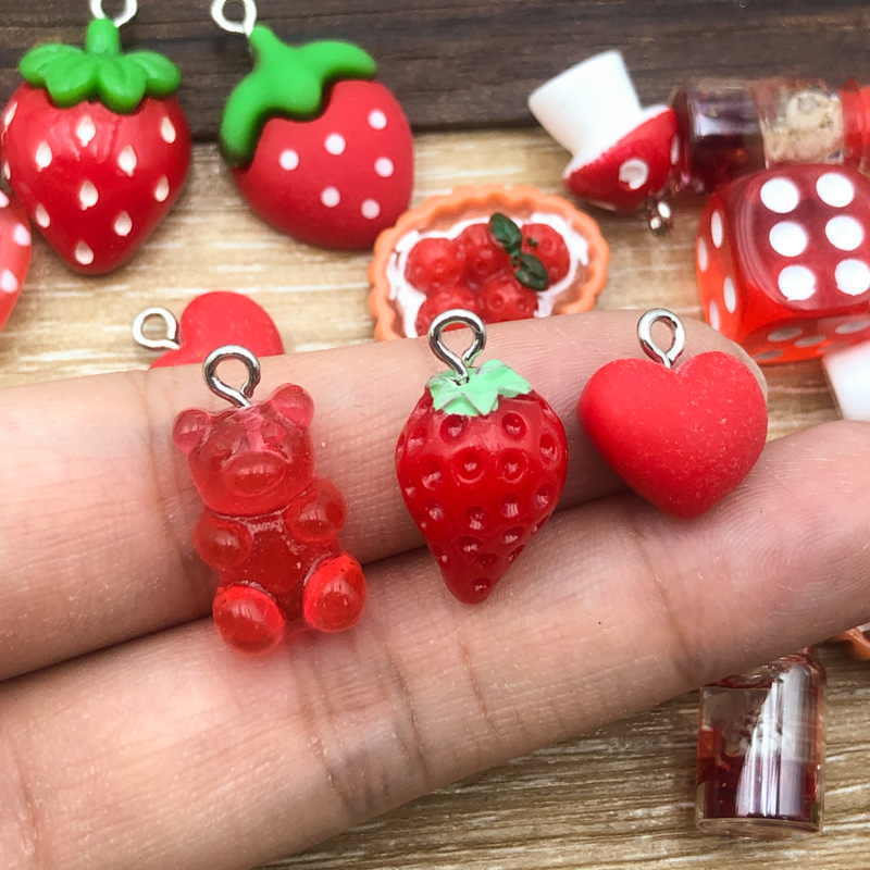 2g Weight Pendant Jewelry Making Type DIY Ornament Accessories Classification 10 Models Per Model 1, 10/Pack Quantity Resin Material Strawberry, Mushroom Pattern All Seasons Season Epoxy Design Cute Style 10 Models Per Model 1, 10/Pack Resin Strawberry Mushroom Pendant 3