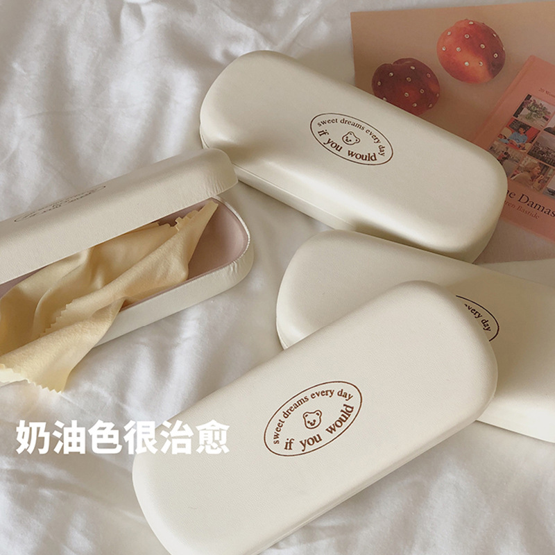 Japonés simple gafas caso ins gafas de sol caja de almacenamiento nicho PU cuero portátil imitación miopía gafas caja de almacenamiento