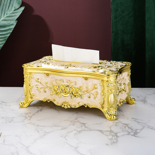 European-style tissue box for home, creative and personalized living room coffee table tissue holder, restaurant light luxury retro acrylic tissue holder