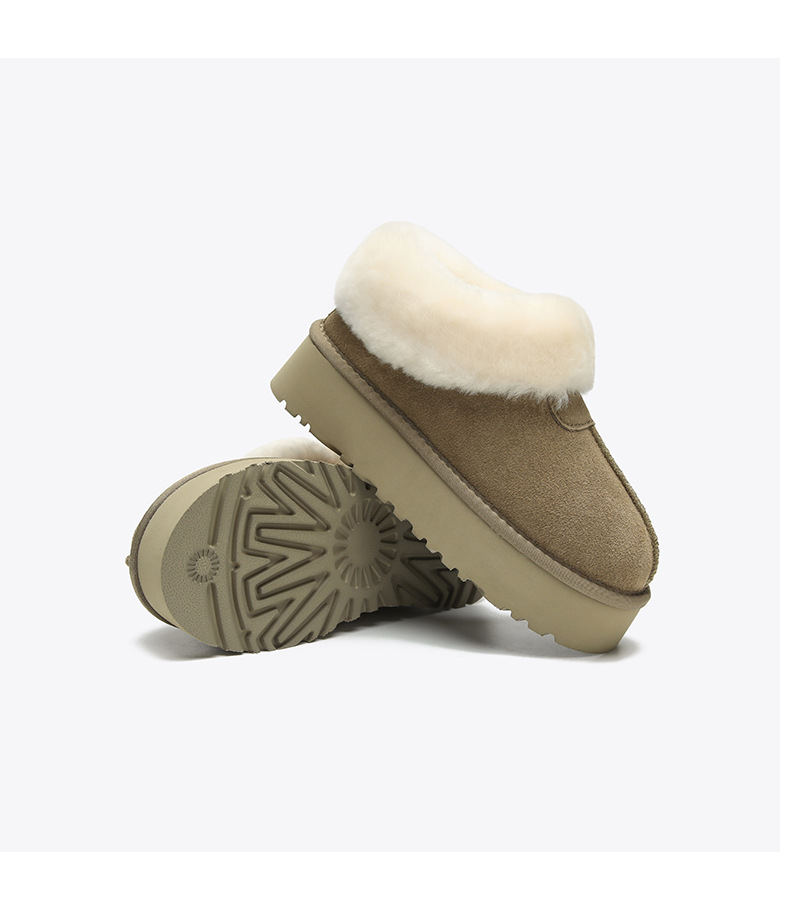 Novos sapatos de algodão quente com sola grossa e lã e botas de cano curto de couro e lã grossa_voghion.com