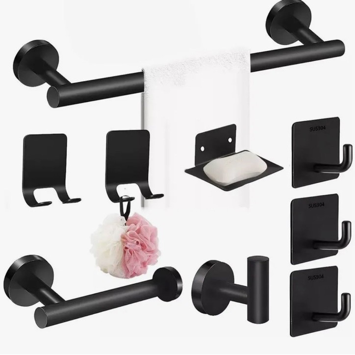 Cross-border 304 acero inoxidable baño conjunto para Amazon hardware gancho toallas anillo conjunto de oro