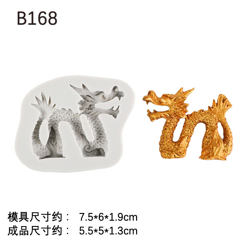 Patrón de dragón y Fénix de estilo chino Dragon Xiangyun molde de silicona pastel fondant borde molde de hornear epoxi aromaterapia molde de yeso