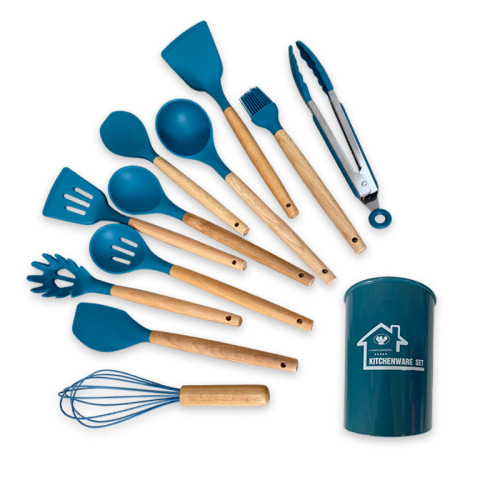 Silicone spatula and spoon 12-piece set non-stick silicone spatula household high temperature resistant silicone kitchenware set wholesale