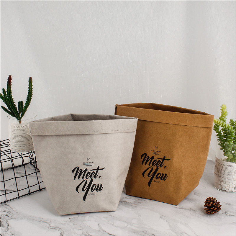 Factory spot Nordic style washable Kraft paper bag refrigerator storage bag washable tear manufacturers wholesale