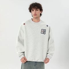 民族风撞色刺绣重磅圆领卫衣男秋季款潮牌上衣宽松廓形套头衫外套