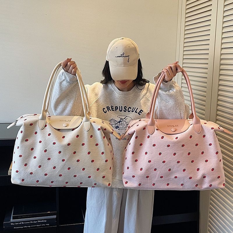 Large-Capacity Travel Bag for Women, Short-Distance Tote Bag, Lightweight and Versatile Canvas Handbag for Outings, Student Commuting Bag, Maternity Bag