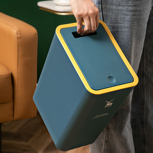 Large Cover Household Trash Can with Lid, Sanitary Slip-in Bathroom, Pressure-type Storage Bin, Sorting Kitchen, Thickened Pressure Ring Paper Basket