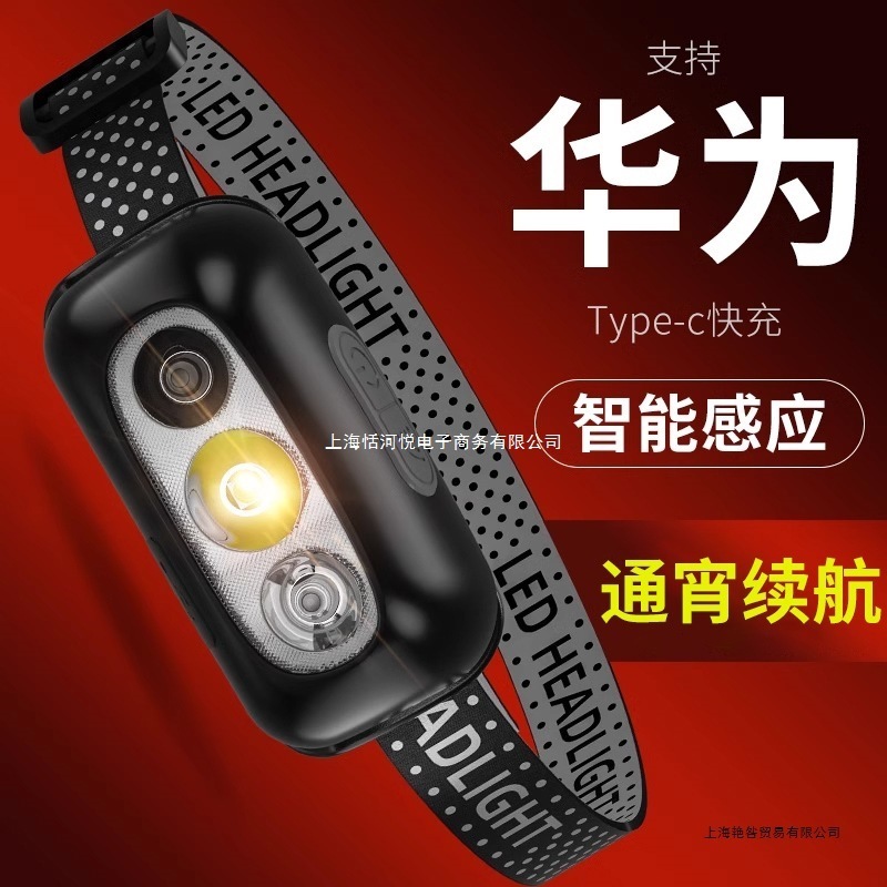头灯强光充电超亮头戴式夜钓鱼照明户外超长续航超轻感应小手电筒|undefined