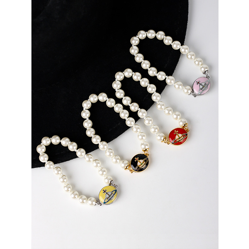 Lisa Same Style Pearl Bracelet Enamel Glaze Magnetic Star Bracelet Celebrity Style Vintage Design Sense Bracelet Lisa Same Style Pearl Bracelet Enamel Glaze Magnetic Star Bracelet Celebrity Style Vintage Design Sense Bracelet