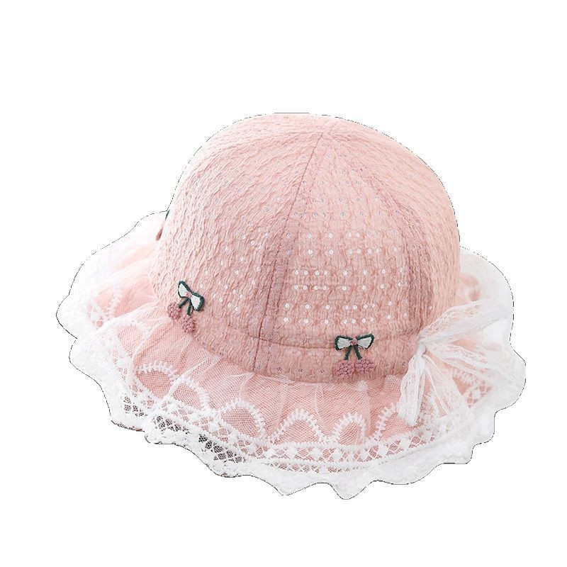 Bebés de primavera y otoño delgado sombrero de pescador arco princesa viento super lindo encaje de viaje asiático cuenca sombrero de marea sombrero