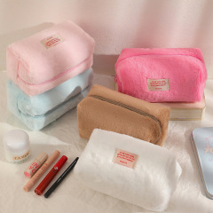 秋冬シンプルぬいぐるみ収納バッグ少女携帯大容量洗面収納袋高颜値純色化粧バッグ女