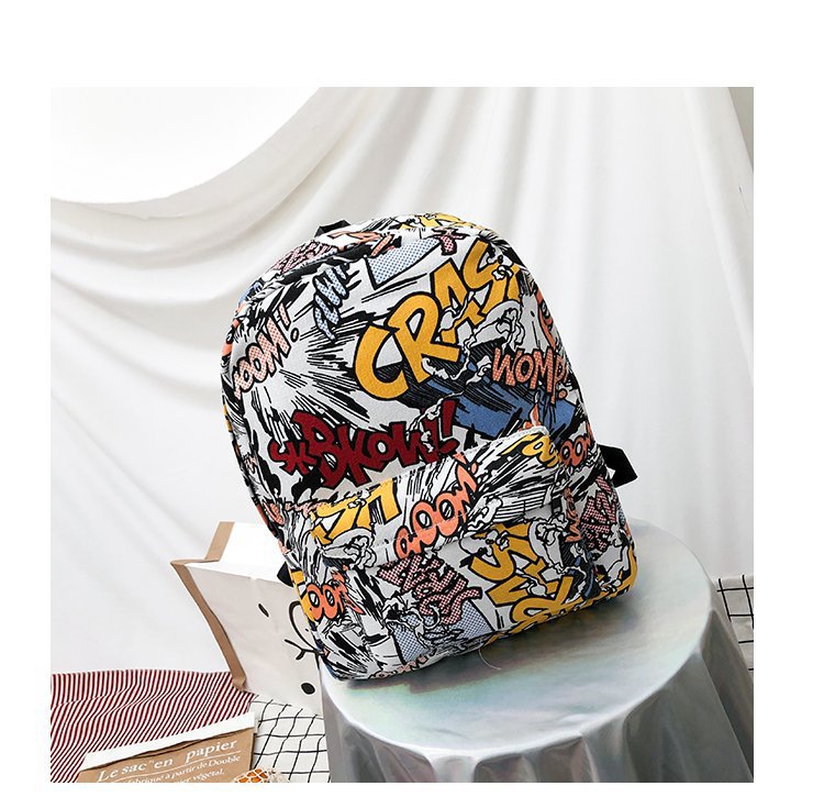 Mochila Graffiti, mochila ligera de lona para estudiantes de primaria y secundaria, mochila escolar de gran capacidad, diseño personalizado de estilo nacional para hombres y mujeres