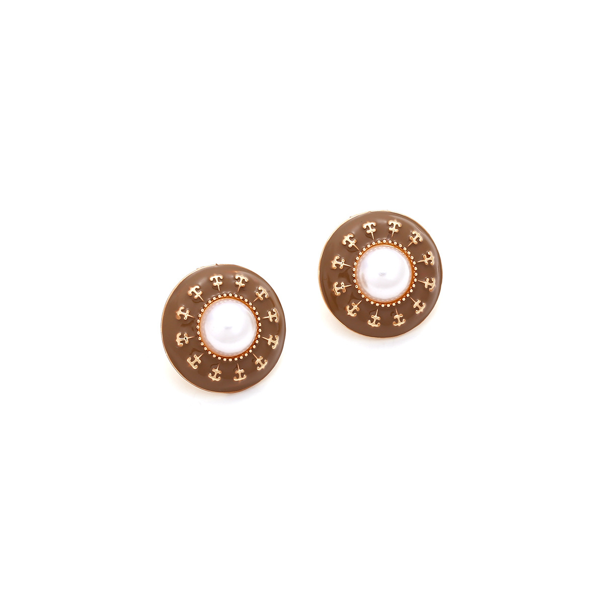 1 Pair Retro Simple Style Geometric Enamel Alloy Artificial Pearls Ear Studs display picture 2