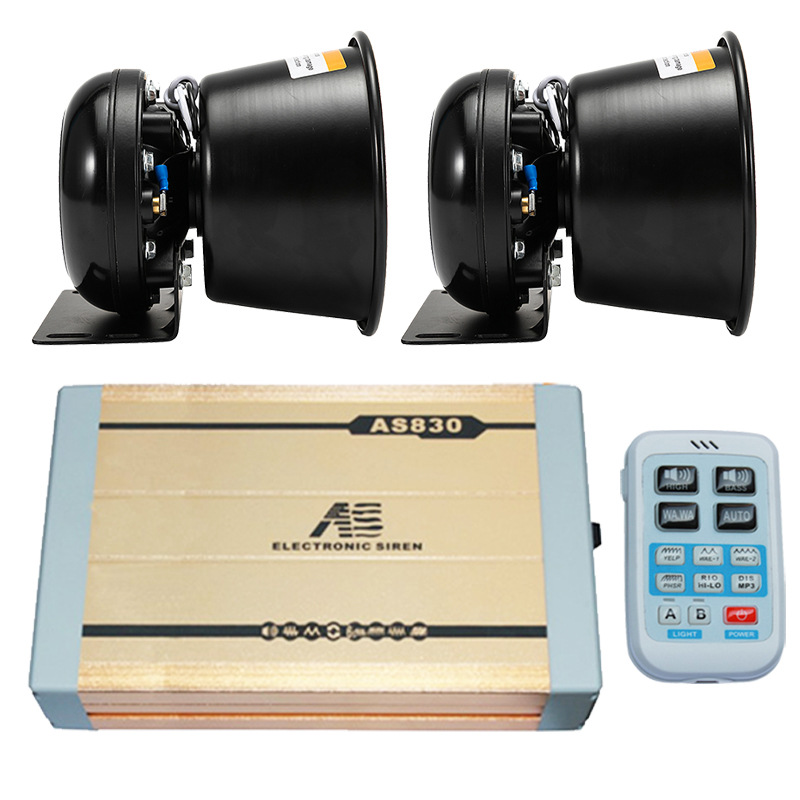 Car-mounted wireless alarm with high-definition loudspeaker, high-power siren, and high-frequency speaker unit AS830+ with round speaker
