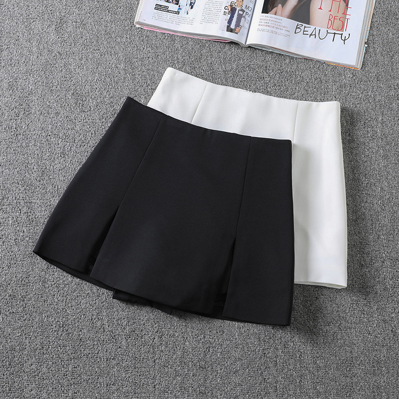 Black split skirt for women 2024 Spring and Autumn new popular pantskirt high waist slimming anti-exposure A- line skirt
