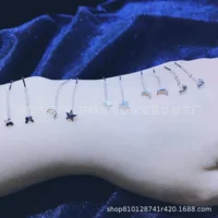 S999 Серьги Tremella Женские простые серьги с кисточками Серьги со звездами и Луной Серебряные уши Украшение для пор Live