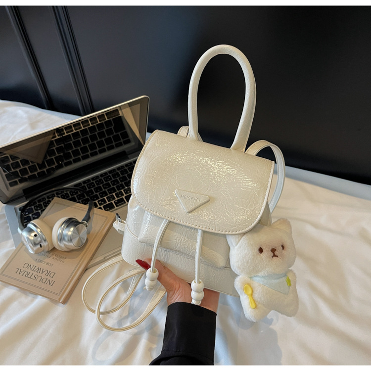 Stylish and sweet casual mini shopping and travel backpack 2025 New style, trendy and versatile solid color hand-held backpack undefined