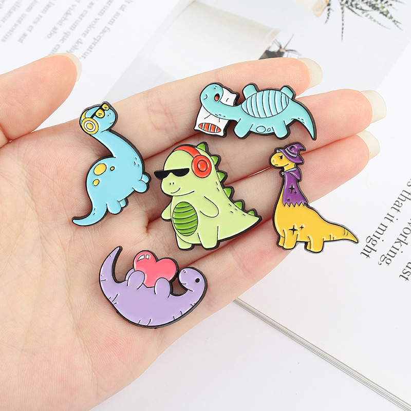 Cartoon Style Cute Dinosaur Alloy Stoving Varnish Women's Brooches display picture 15