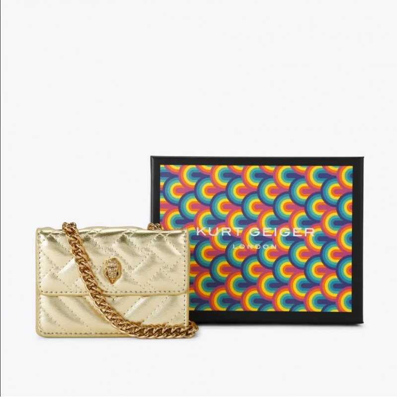Сумка Eagle Head Mini Bag Kurt Geiger с вышивкой, цветные блоки, глянцевая, карта, одно плечо, через плечо, цепочка