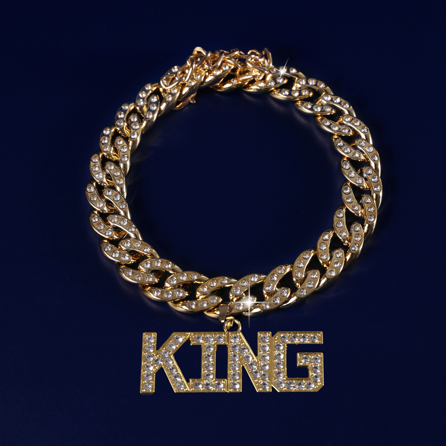Comercio exterior mascotas collar de diamantes cubano ajustable dólar corona KING collar de lucha hip-hop gato perro