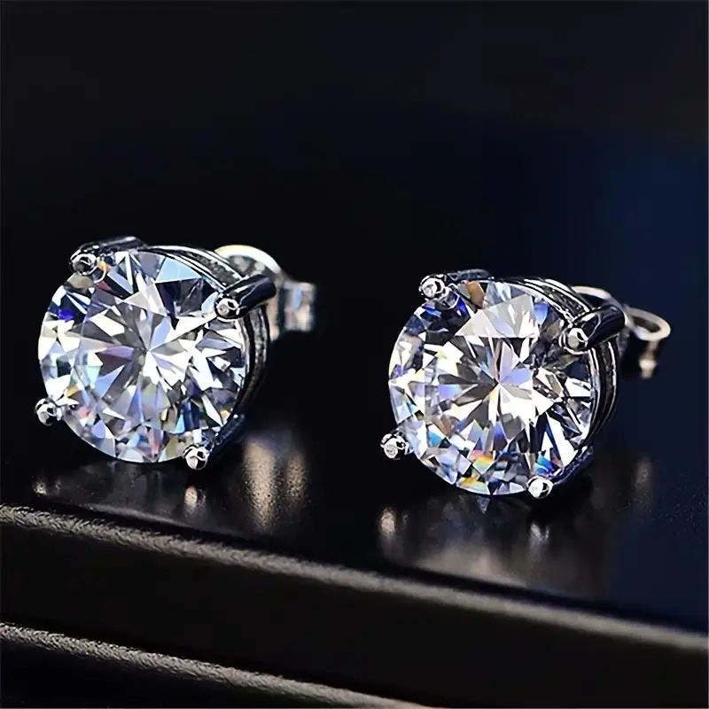 Novos brincos de orelha, brincos clássicos de zircônia de quatro garras, diamantes de quilate luxuosos e elegantes_voghion.com
