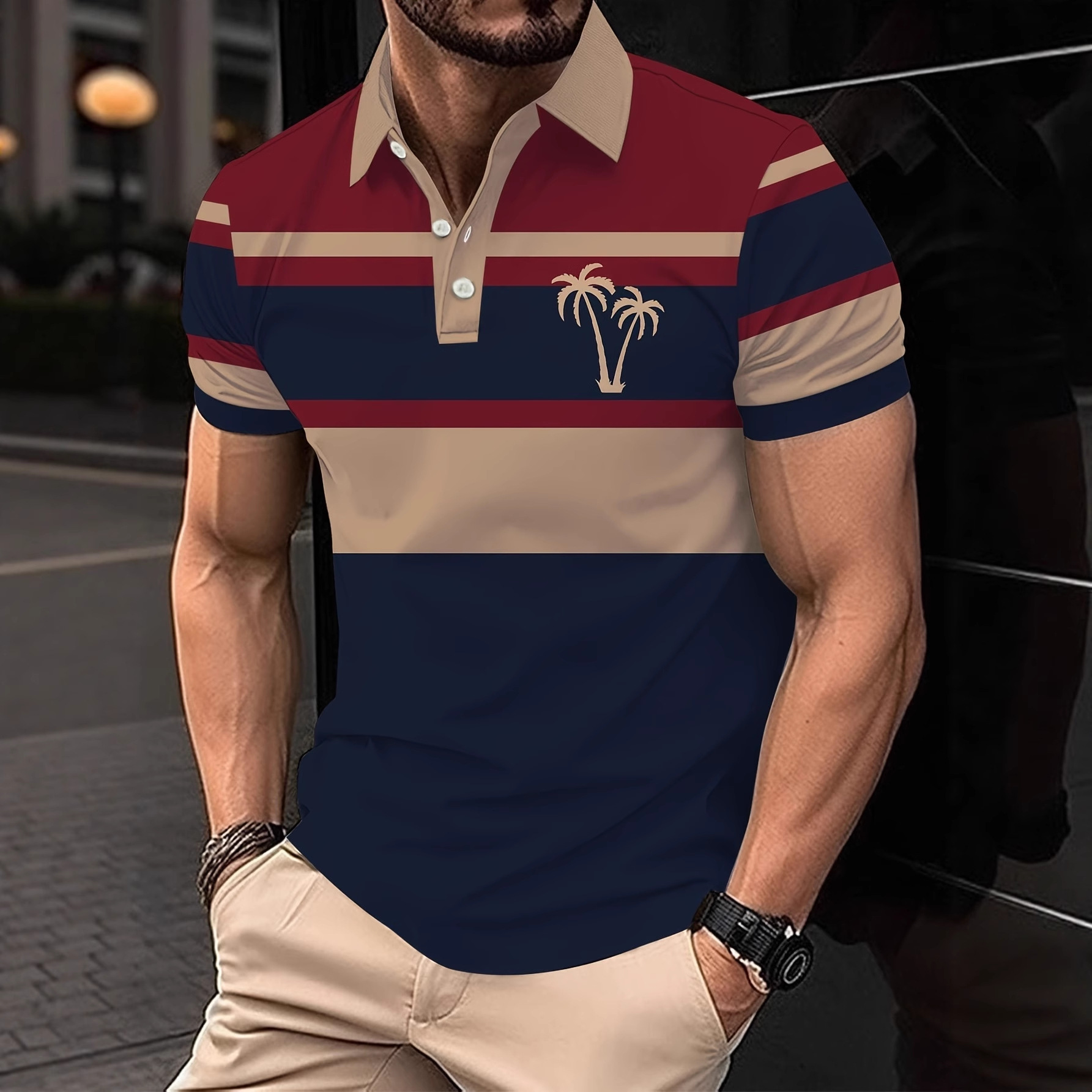 Temu Export Cross-Border 2025 Hot Selling 3D Digital Printing Men's Casual Loose Short-Sleeved Polo Shirt Summer Order