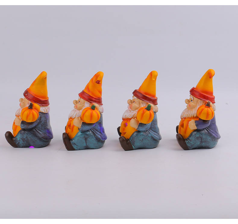Home & Garden holding pumpkin old man goblin luminous ornaments novel garden dwarf decoration resin craft ornaments_voghion.com