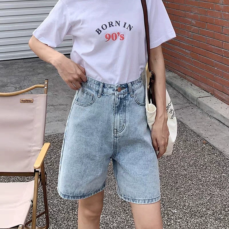 Летние женские брюки в корейском стиле, новые модные брюки, универсальные брюки с пятью точками, джинсовые/хлопковые шорты средней длины с высокой талией