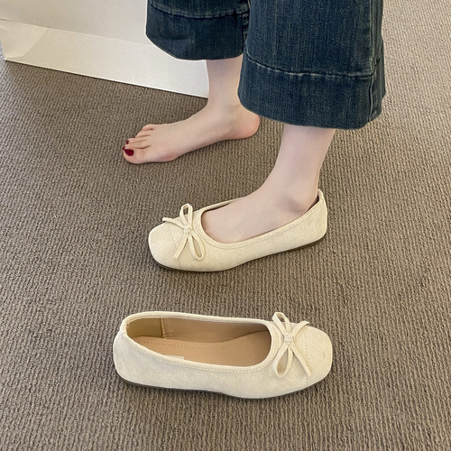 2025 spring and autumn new style gentle flat low-heel and shallow cut French single-layer shoes for women, Korean style fairy style people-in fashionable women shoes