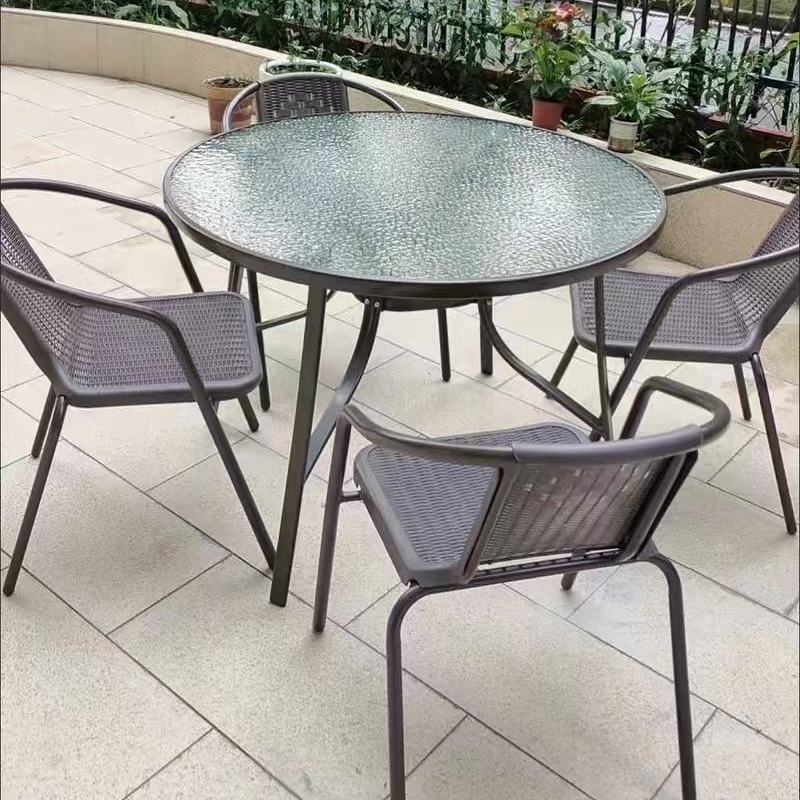 Mesa y silla al aire libre con paraguas combinación patio al aire libre jardín mesas y sillas tres piezas set casero ocio al aire libre balcón tabla plegable image 11