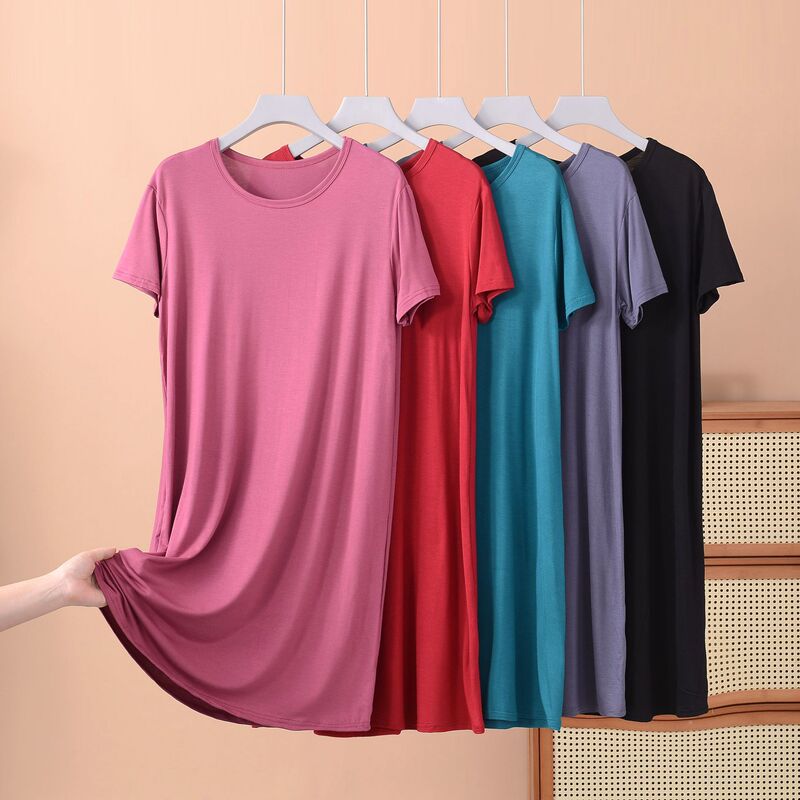 Summer New Arrival Yossi Crewneck Short Sleeve dress Thin plus size Casual Home Dress Casual Simple Nightdress