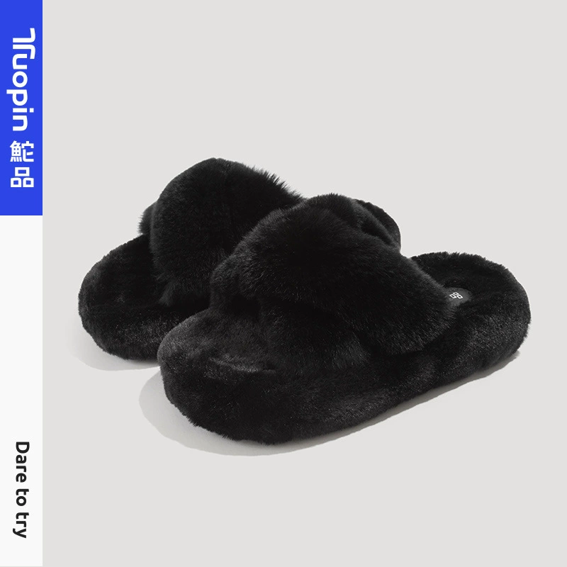 Tuo Популярные в Интернете тапочки Мао 2023 Новые осенние взрывы Мех кролика Толстая подошва Толстый высокий каблук Верхняя одежда Тапочки TP989AG