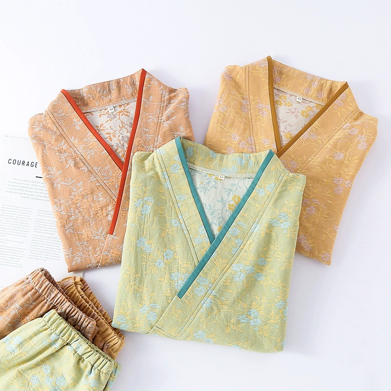 Cotton gauze autumn summer pijama, thin set, Chinese style, oversize
