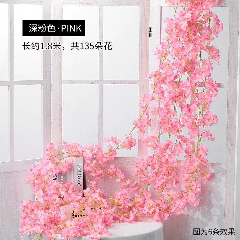 Искусственные цветы cherry blossom лоза, 1.8 м пластиковая гирлянда сакура, 135 голов реалистично