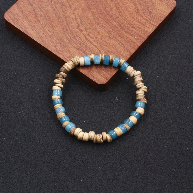 Vintage Natural Stone And Coconut Shell Bead Bracelet For Couples_voghion.com