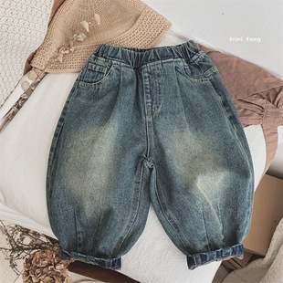 Children's Korean Casual Pants Jeans Boys and Girls Autumn 2024 New Baby Bloomers Loose