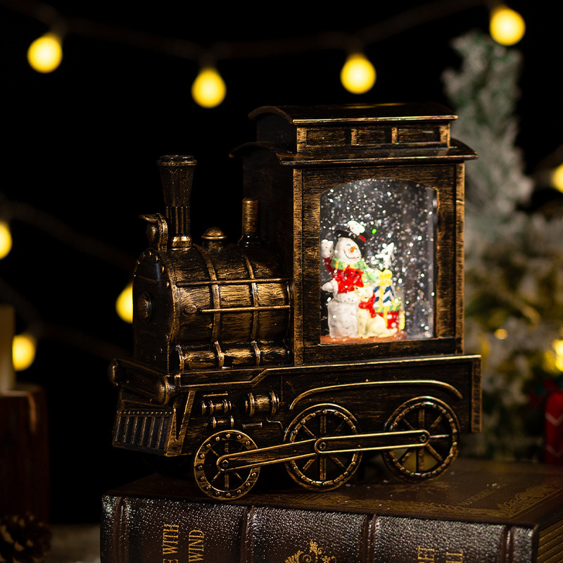 クリスマス装飾電車クリスタルボール自動雪オルゴールクリスマスプレゼントサンタクロースナイトライト|undefined