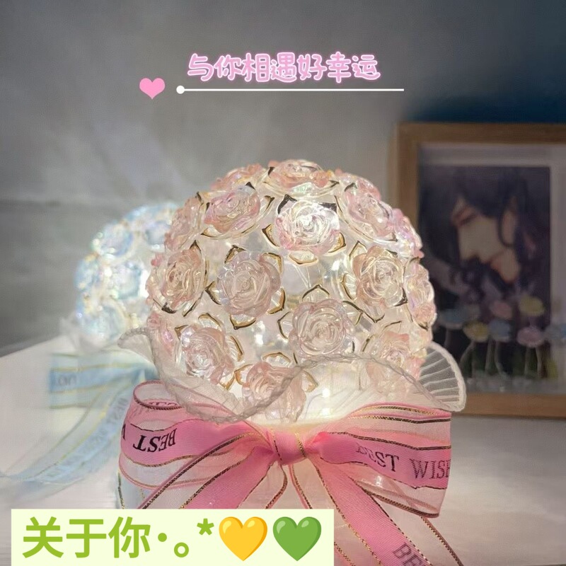 520 Wholesale Valentine's Day Rose Night Light DIY Materials Handmade Gifts for Girlfriend Children's Day