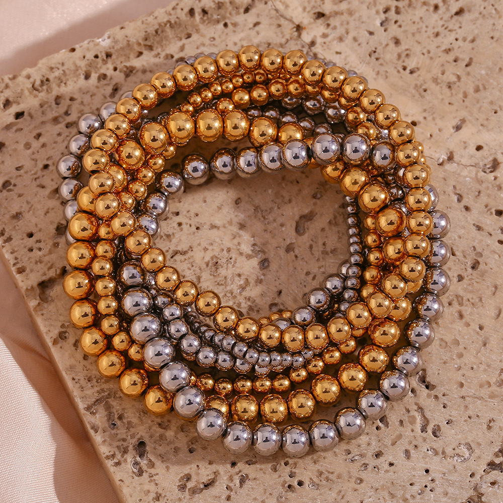 27g Weight Bracelets Classification 316L Stainless Steel Chain Material 1 Piece Quantity Anniversary, Party, Street Occasion 316L Stainless Steel Material Geometric Pattern Women's Gender Lady Style Waterproof Non Tarnish, Surgical Steel, Beaded, Plating Craft 316L Stainless Steel Geometric Waterproof Non Tarnish Surgical Steel Lady Bracelets For Women's 4